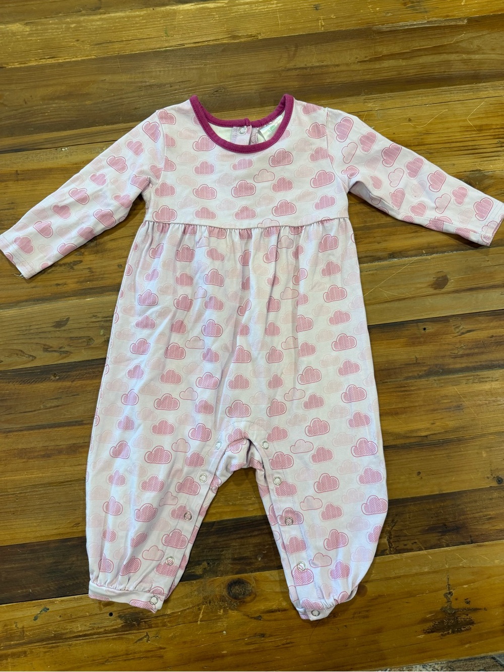 Stitchy Fish 12 Months Pink Cloud Romper
